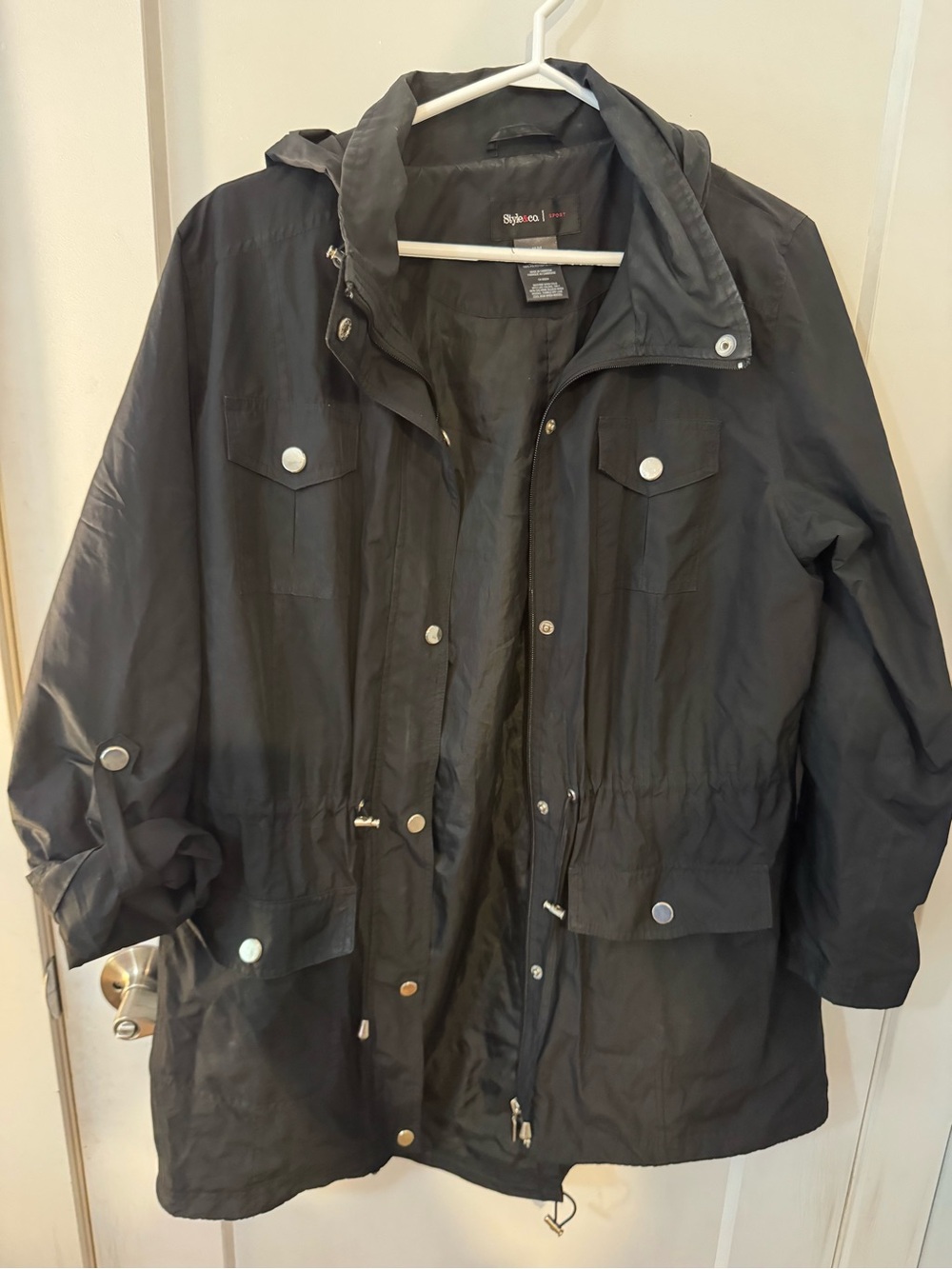 Style & Co. Black Hooded Anorak Jacket